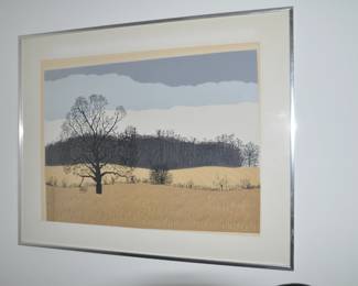 Michigan Artist Susan L. Perkinson, "Fields in Winter" Signed Serigraph. 28" x 22"