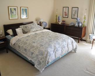 Wonderful Guest Bedroom Features a Pristine Mid Century Modern HJN Mobler Furniture Made in Denmark by Nils Jonsson