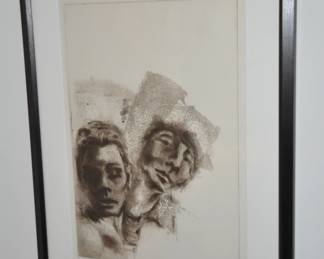 Signed Gelman 1973, "Amor Flamengo", Mixed Media Lithograph. Numbered 1/5. 21.5" x 29.25"