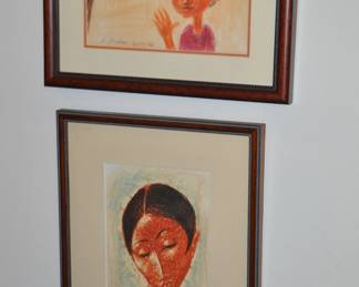 Detroit Area Artist, Benjamin Glicker  (1914-2001).Signed Crayon Drawings. (10” x 12.5”). 