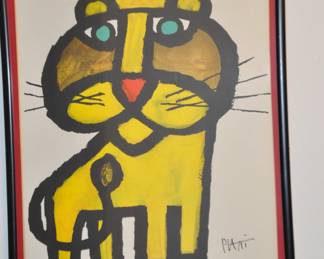 Adorable Mid Century Celestino Piatti (Swiss 1922-2007), "Lion King" Framed Poster. 15.75"x 20.75"