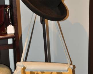 Great Vintage Ivory Moon Bag by Patricia Smith, Shown with a Brown Felt Eric Javits Hat