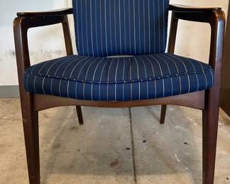 Pair of Sigvard Bernadotte (Prince of Sweden) for France & Son, Mid Century Danish Tilt-Back Captain Chairs 24"W x 24" x 34" H.  C. 1950's. Both Chairs Need Refinishing 