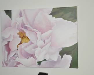 Signed Tama  "Pale Pink Peonies" Oil on Raised Stretched Canvas, Signed by Artist. 40" x 30"
