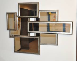 Wonderful Vintage Silver Tone Geometric Wall Mirror, 39" x 31.5"