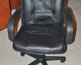  Black Faux Leather Adjustable Office Chair with Casters. 36"W x 21"D x39"H