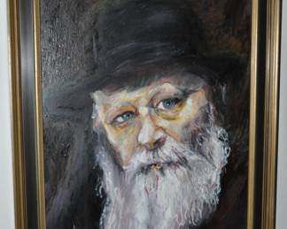 Chabad Rabit Menschem Mendel Schneerson, “The Lubavitcher Rebbe”.  Oil on Canvas,19.5" x 18"