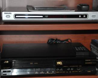 Vintage JVC VCR Video Cassette Recorder Player VHS, Model HRD200U and a Philips DVD726117 Available.