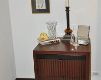 One of the Stained Mahogany Night Table/End Tables  by John Morgan for Perspectives Custom Cabinetry