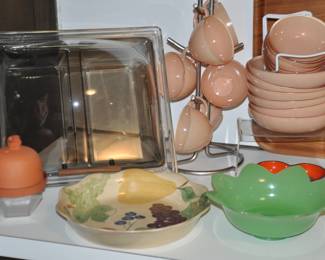 Fantastic Mid Century and Vintage Serving Ware, Including Fenton Glass, Smoke and Clear Lucite Covered Server and More!