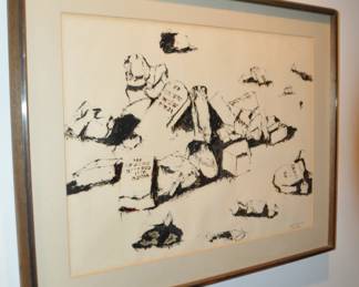 Sophie Fordon (American 1912-2006) "Jerusalem 1968" Signed Mixed Media on Paper, 29.25” x23.25” 