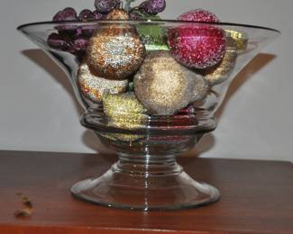 Fantastic Large Heavy Glass Centerpiece Bowl, 9.5”h x 15”dia. 