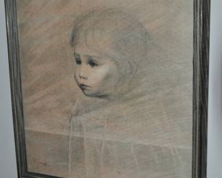 Howard Weingarden, "Little Child" 1970. Signed and Dated. Pencil on Parchment. 15" x17"