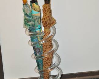 Vintage Mid Century Dorothy Thorpe Tubular “Infinity” Lucite Umbrella Stand, 22"H