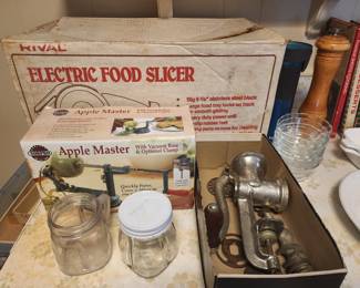 Rival Meat Slicer, Apple Corer, Grinder. 