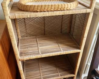 Wicker Shelf & Mirror