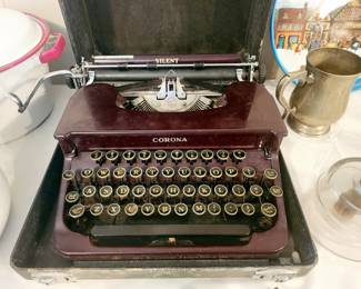 Burgundy Corona Silent Typewriter w/Case