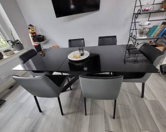 Modern Zuri Burton dark glass extension dining table