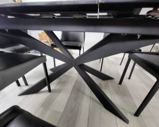 Modern Zuri Burton dark glass extension dining table