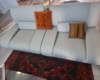 Modern Zuri Aspen Grey leather pair of club chairs