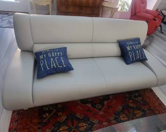 Modern Zuri Aspen Grey leather sofa