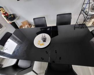 Modern Zuri Burton dark glass extension dining table