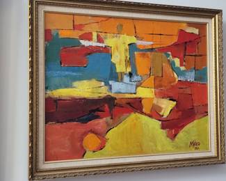 Dino "Mirko" Basaldella "Abstract in Red, Yellow and Blue" oil on canvas 