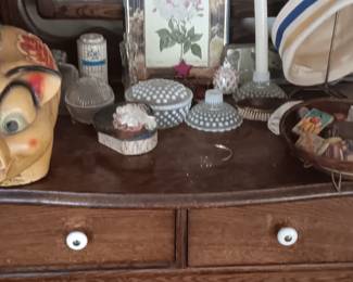 Antique Dresser and glassware