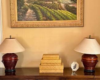 REED LAMPS AND TUSCANY FRAMED ART
