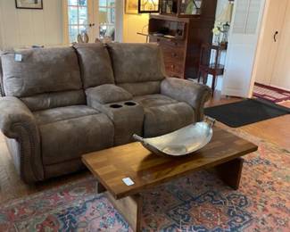 Sofa, coffee table, Oriental rug