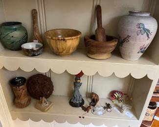 Handcrafted wood and pottery items