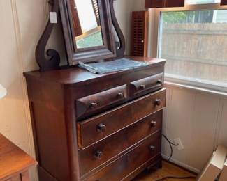 Another antique chest of drawers and mirror