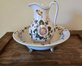 Beautiful Italian Botanical Bowl and Pitcher