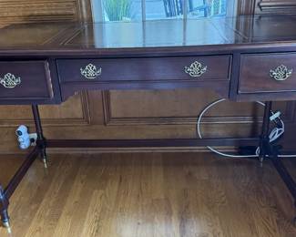 Vintage Mahogany Writing Desk with Leather Inlay