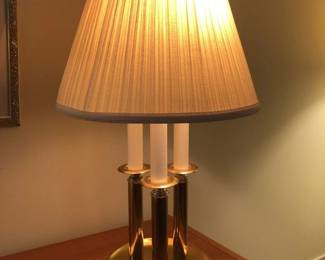 Vintage Goldtone 2Light Tri Candlestick Desk Lamp with Shade