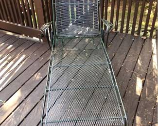 Wrought Iron Adjustable Rolling Lounger with Cushion and 2 Pillows