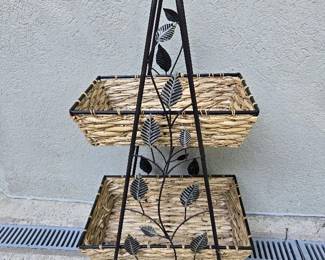 2 Tier Water Hyacinth Basket Rack