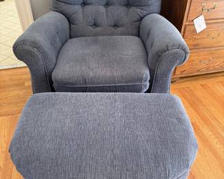 Blue Chair with Ottoman