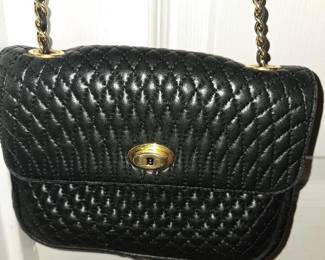 Vintage Bally Black Leather Lamb Skin Quilted Purse