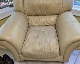 3 Oversized Chairs and a Brass Floor Lamp