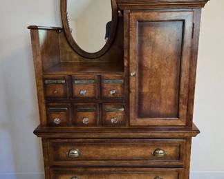Beautiful Burl Wood Apothocary Wardrobe with Mirror