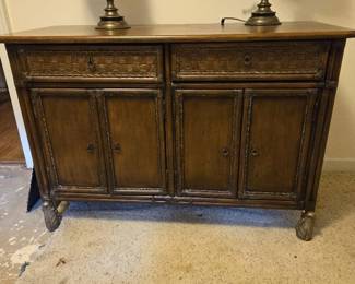 Vintage Buffet 2 Drawers Over Double Cabinet