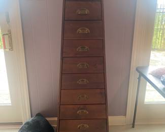 There are three matching pieces available at bargain prices. Two like this chest, and a large tradition chest. The ever popular Mission style. Pier One. 