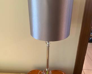 Matching lucite lamps. 