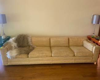Long vintage sofa. Fabulous. Made for this house. Heavy, high quality. 