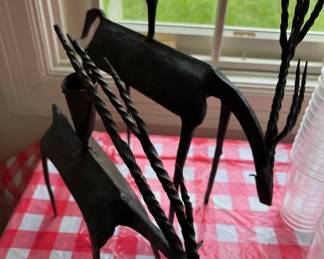 PAIR OF METAL RAIN DEER CANDLE STICKS  