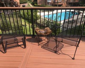 PROFESSIONALLY PAINTED MISC CHAIRS GOES WITH PATIO TABLE AND PLANT STAND