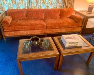 Vintage Gabberts 8’ Velvet Orange Sofa