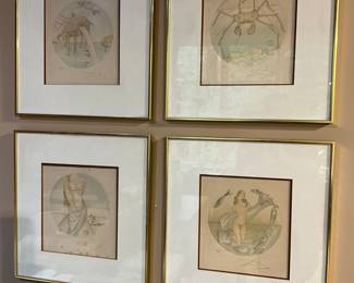 Set of 4 Salvador Dali signed Zodiac lithographs-$1,500 set