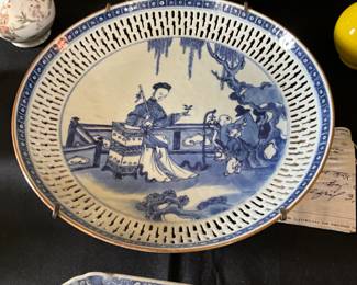 Large Reticulated Chinese Qing Dynasty Shallow Bowl-$400